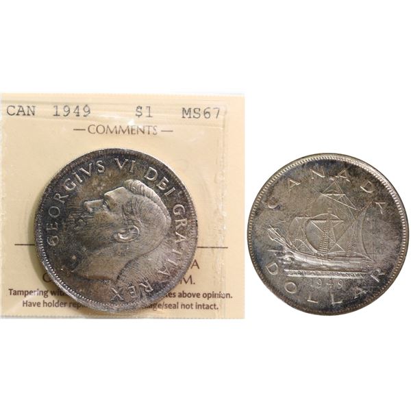 1949 $1 ICCS Superb Gem Mint State-67 Attractive toning over full underlying lustre.  Great fields a