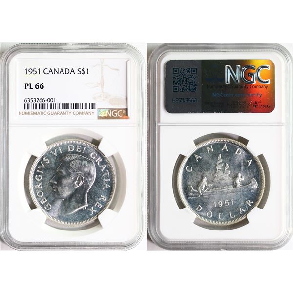 1951 $1 NGC Superb Gem Proof-Like-66 Blast white exampe with great reflective surfaces.  Appealing e