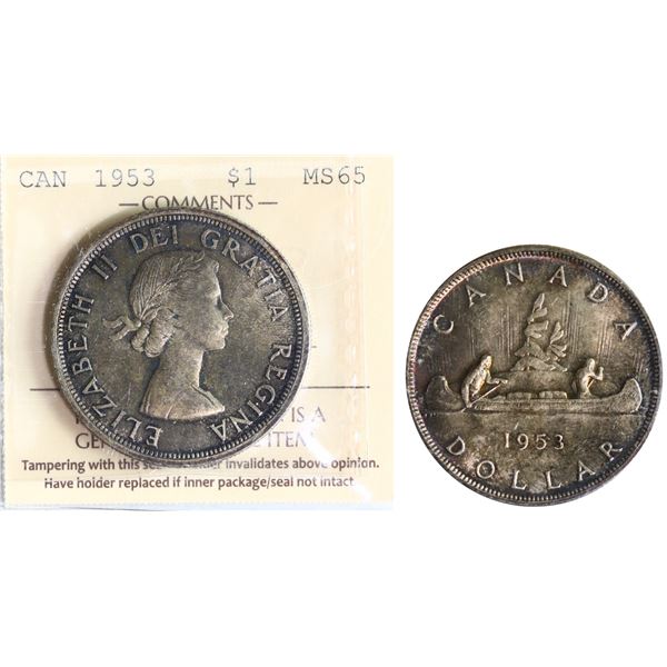 1953 $1 "SF; SWL" ICCS Graded Gem Mint State-65. Scarce.