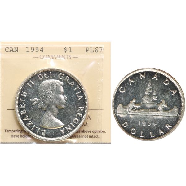1954 $1 ICCS Superb Gem Proof-Like-67 Fully brilliant with great reflective surfaces and nice Cameo 