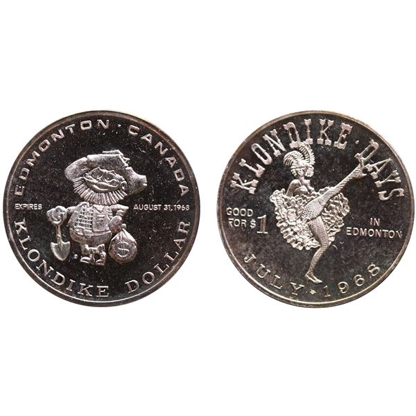 1968 First Year of Issue, Edmonton Klondike - Pelletier  catalogue # AB22A, 16.5g Mintage: 50. VERY 