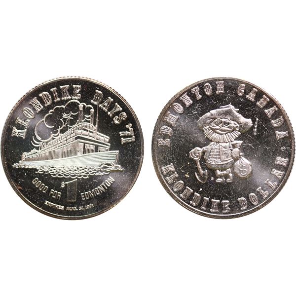 1971 Edmonton Klondike - Pelletier # AB38, 21.2g reeded edge variety Mintage: 250