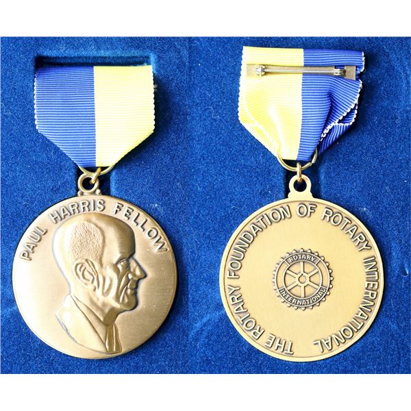 Medal; Paul Harris Fellow Medal Rotary Club International housed in original velvet blue case.