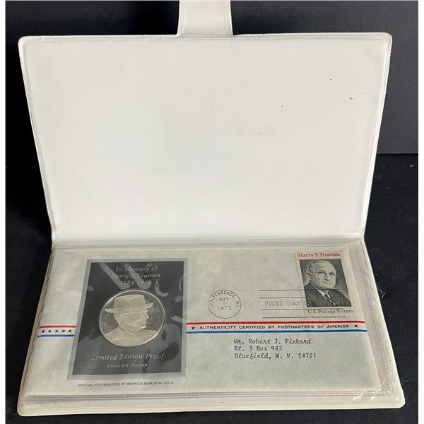 Medal; Silver Medal & first Day cover In Memory of "Harry S. Truman" 1884-1972