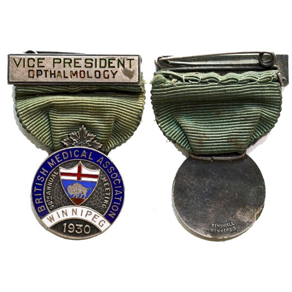 Medal: In August 1930, Winnipeg hosted the 98th annual meeting of the British Medical Association (B