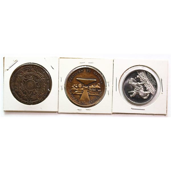 Medals; Lot of 3 various medals Canada & USA.  1974 Banff, 1967 Montreal, 1974 Spokane.