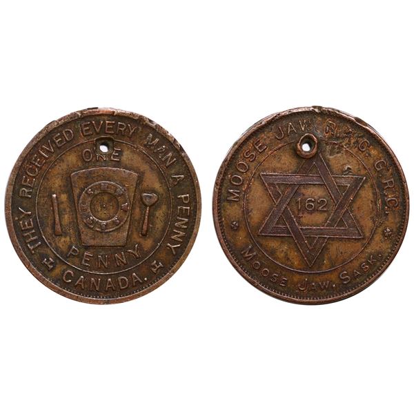 Masonic Tokens;  Saskatchewan - Moose Jaw, Chapter Penny #162.