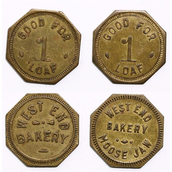 Trade Tokens;  Saskatchewan - #3250r & 3250r1 Moose Jaw, SK - West End Bakery - Good For 1 Loaf exam