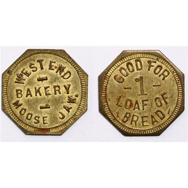 Trade Tokens;  Saskatchewan - #3250r6 Moose Jaw, SK - West End Bakery - Good For 1 Loaf of Bread exa