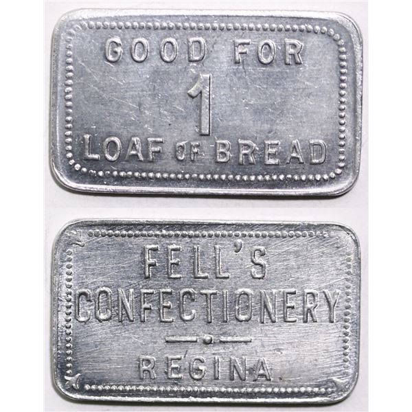 Trade Tokens;  Saskatchewan - #4290r Regina, SK - Fell's Confectionary - Good For 1 Loaf of Bread al