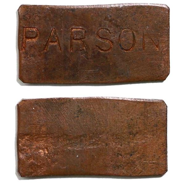 Parson's Token Gingras #240h PARSON (Copper) Rarity 7.  Dimensions 23mm x 13mm.