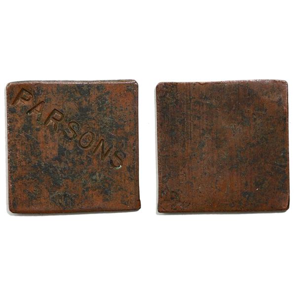 Parson's Token Gingras #240j PARSONS (Copper) Rarity 7.  Dimensions 22mm x 26mm.