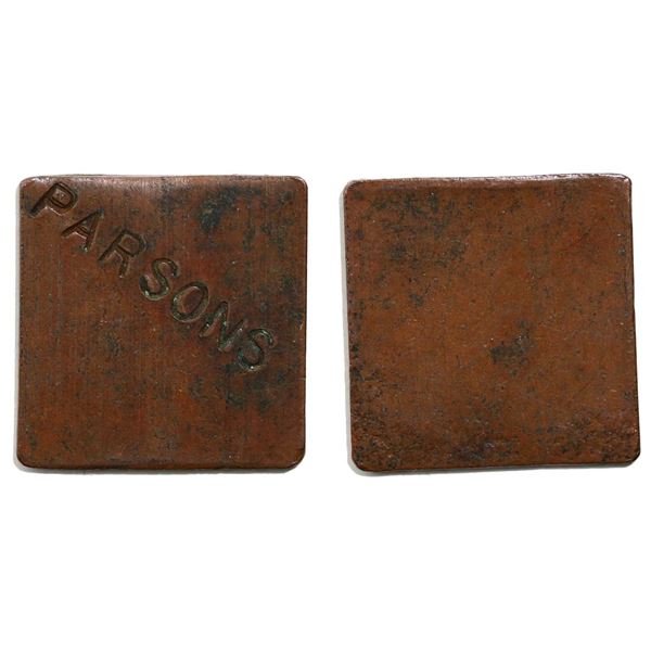 Parson's Token Gingras #240j PARSONS (Copper) Rarity 7.  Dimensions 26mm x 26mm.