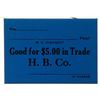 Image 1 : Hudson Bay Company CH-BC10-18-08Ra, Good for $5.00 in trade. Blue Cardboard. Gingras 386.