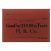 Image 1 : Hudson Bay Company CH-BC10-18-10Ra, Good for $10.00 in trade. Red Cardboard. Gingras 386.