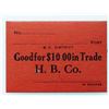 Image 2 : Hudson Bay Company CH-BC10-18-10Ra, Good for $10.00 in trade. Red Cardboard. Gingras 386.