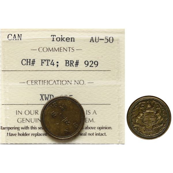 Hudson's Bay;  FT-4, Breton #929, ICCS AU50 Eastmain  1/8 Made Beaver, Moose Factory, Circa 1857.