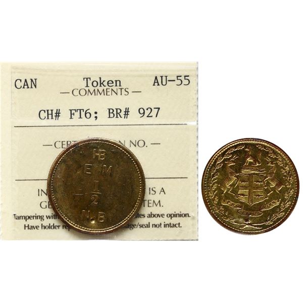 Hudson's Bay;  FT-6, Breton #927, ICCS AU55 Eastmain  1/2 Made Beaver w/Punch Mark, Moose Factory, C