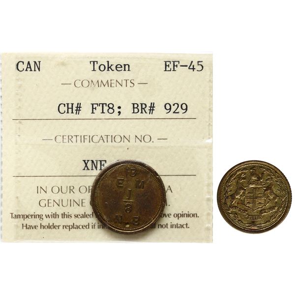 Hudson's Bay;  FT-8, Breton #929, ICCS EF45 Eastmain  1/8 Made Beaverw/Punch Mark, Moose Factory, Ci