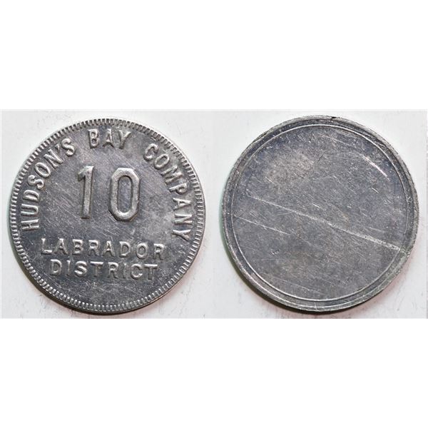 Hudson’s Bay Company Labrador District  10 (MB) circa.1919 - uniface Gingras 255c tin AU