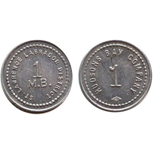 Hudson’s Bay Company St. Lawrence Labrador District 1 M.B. small lettering circa.1923 [x=#8