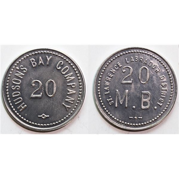 Hudson’s Bay Company St. Lawrence Labrador District 20 M.B. small lettering circa.1923 [x=#