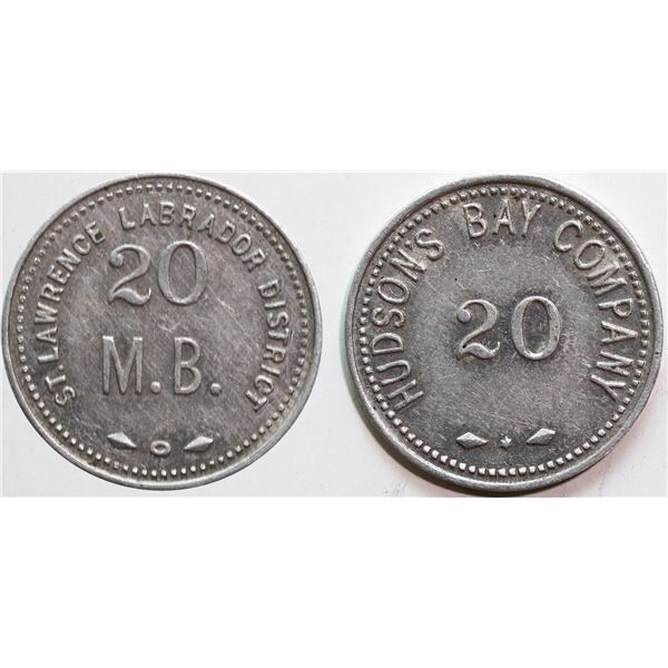 Hudson’s Bay Company St. Lawrence Labrador District 20 M.B. large lettering circa.1923 [x=#