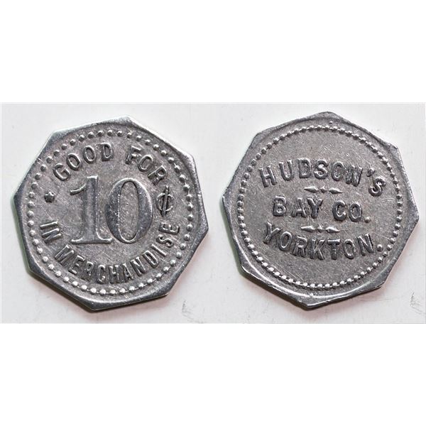 Hudson’s Bay Co. Yorkton. Good for 10c in Merchandise circa.1914 - Gingras 280a aluminum UN