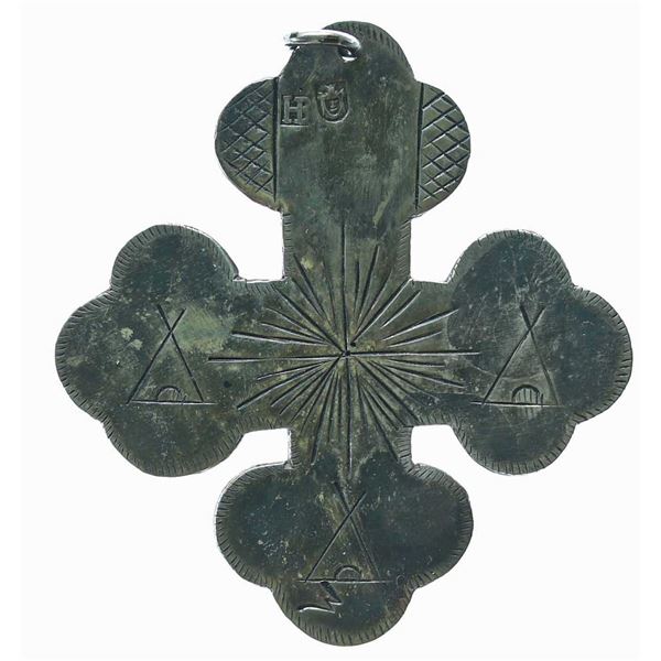 Hudson's Bay Company Iroquois Shawnee Indian Trade Silver Cross Teepee Design. The silver cross is c