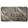 Hudson's Bay;  Aluminum Registration Plate 3 #K-42269.  See Pic.