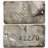 Hudson's Bay;  Aluminum Registration Plate 4 #K-42270.  See Pic.
