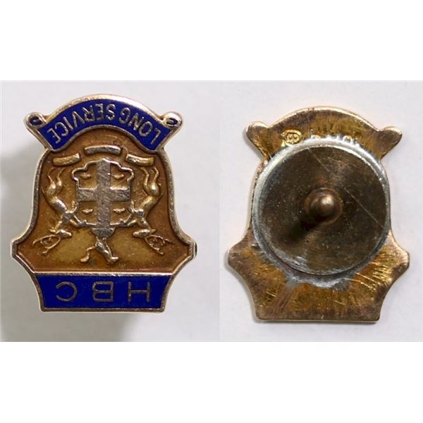 Hudson's Bay;  Blue enameled and Gold “HBC Long Service” Pin.  10kt Gold w/repaire