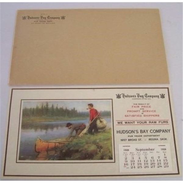 Vintage Paraphernalia;  1928-1929 Hudson's Bay Calendar (September to August).  Comes in original Hu