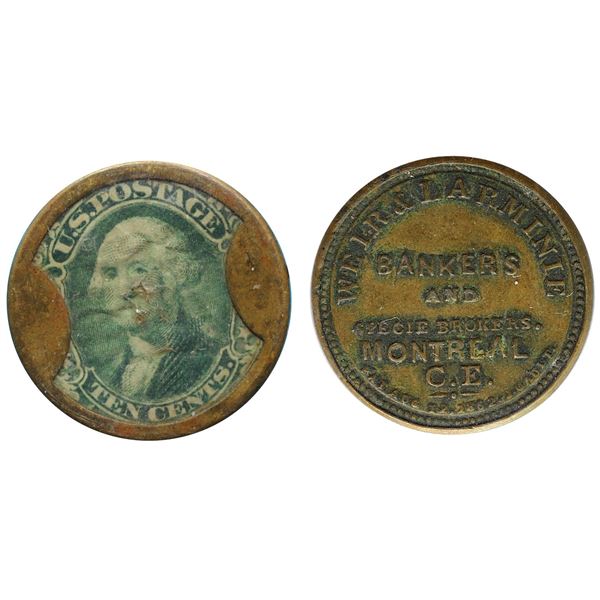 Encased Token; Br;#568 - Lr# 598 - Canada - United States. Weir & Larminie. Encased Postage 10 Cents