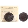 Image 1 : NS-21A4, Br:# 965 ICCS AU50. Halfpenny token 1813 depicting a ship, Flaw at "3" of date