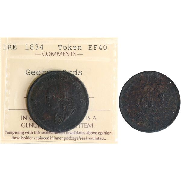 LC-61B, Copper, Partial visible legend, George Ords Token, ICCS EF40.