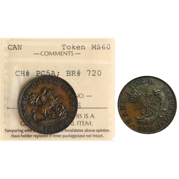 PC-5A, Br:# 720, 1850, Sharply struck, ICCS MS60.