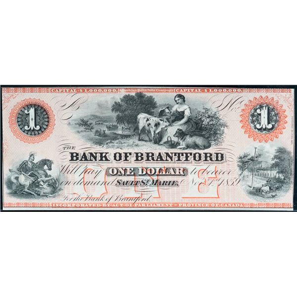 The Bank of Brantford 1859 $1 CH-40-12-02R LCG Choice Uncirculated-63PPQ