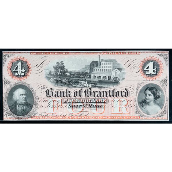 The Bank of Brantford 1859 $4 40-12-06R LCG Choice Uncirculated-64PPQ