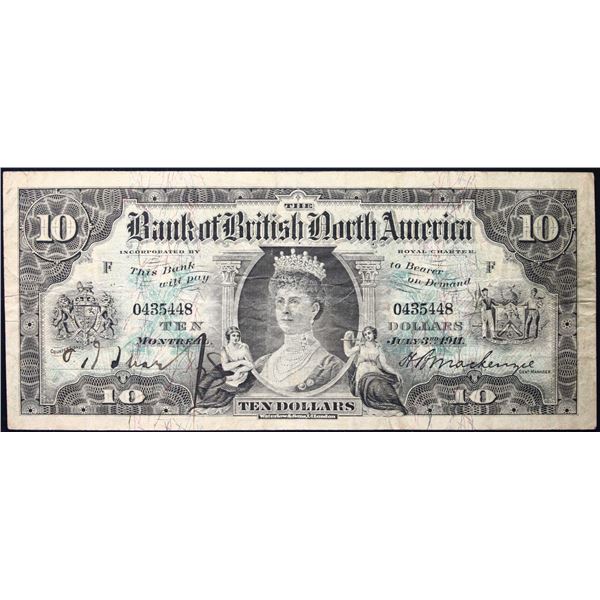 The Bank of British North America  1911 $10 CH-55-24-07 #0435448  LCG Choice Very Fine-25