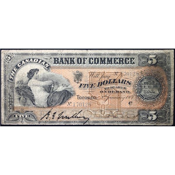 The Canadian Bank of Commerce  1907 $5 CH-75-14-10 #170128  LCG Fine-12