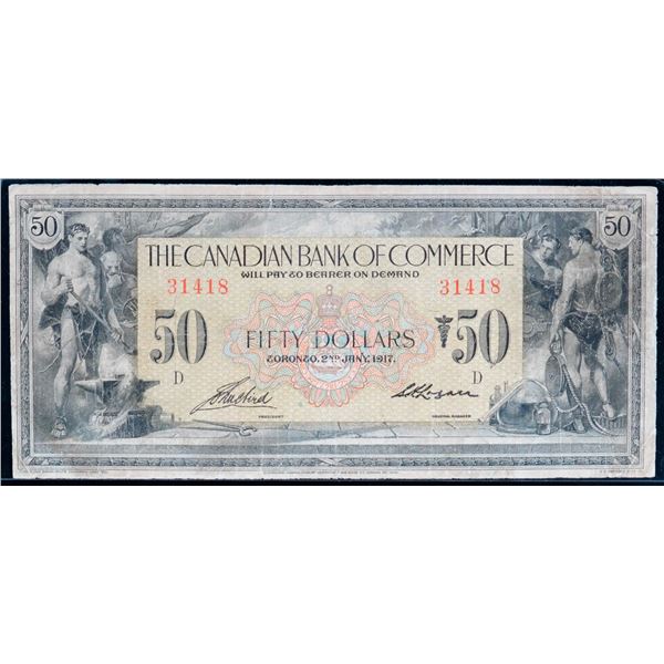 The Canadian Bank of Commerce 1917 $50 #31418 CH-75-16-04-24 LCG Choice Fine-15, minor issue.