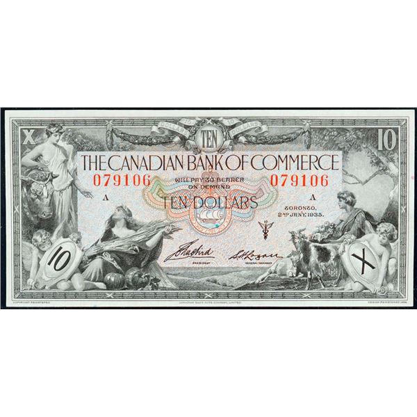 The Canadian Bank of Commerce 1935 $10 #079106 CH-75-18-06 LCG Choice Uncirculated-64PPQ