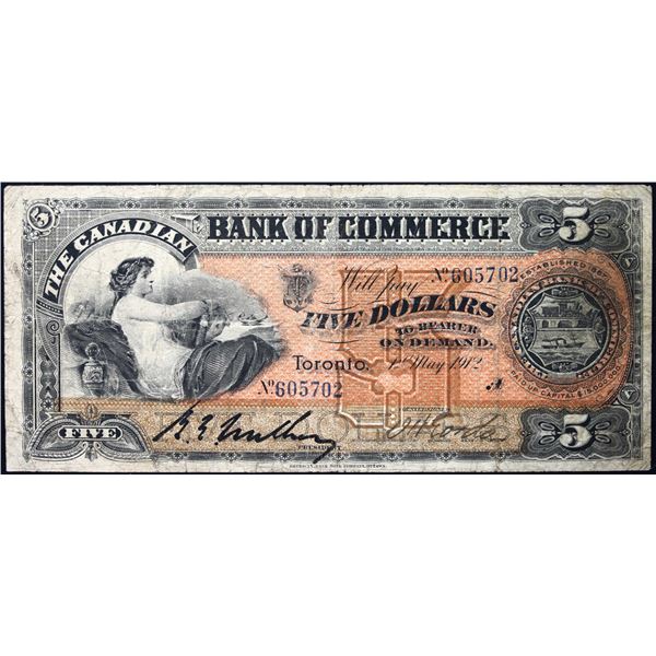 The Canadian Bank of Commerce  1912 $5 CH-75-14-12 #605702  LCG Choice Fine-15