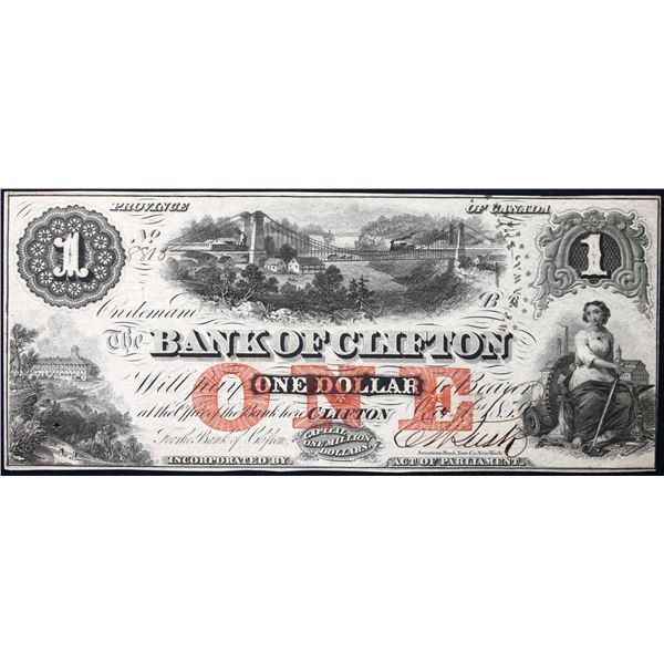 The Bank of Clifton 1859 $1 CH-125-10-04-02a #8818  LCG Choice Uncirculated-64PPQ