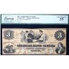 Image 2 : The Colonial Bank of Canada 1859 $3 CH-130-10-02-06 #334  LCG Choice About Uncirculated-55, pinholes