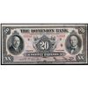 Image 1 : The Dominion Bank 1931 $20 #03990 CH-220-24-10 LCG Very Fine-20, minor writing.