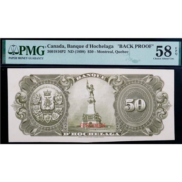 La Banque d'Hochelaga;  ND (1898) $50 CH-360-18-16P2, PMG Choice About Uncirculated-58EPQ.