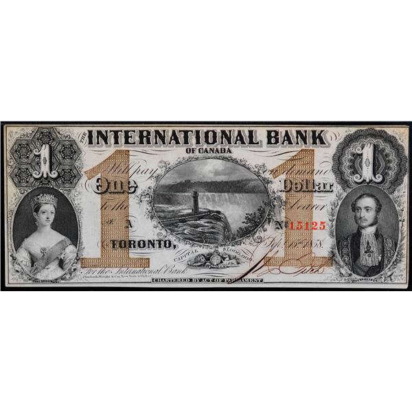 The International Bank of Canada; 1858 $1 #15125 CH-380-10-08-04, PMG Very Choice Uncirculated-64. M