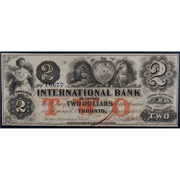 The International Bank of Canada; 1858 $2 #16677 CH-380-10-10-12a, PMG Very Choice Uncirculated-64.